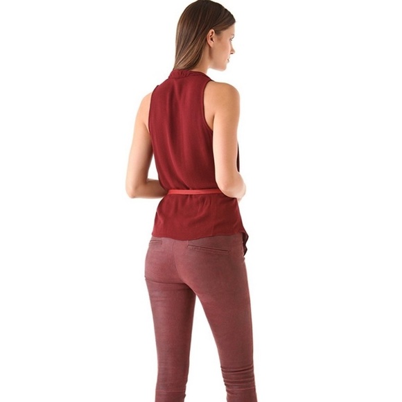 DESIGNER Overlap Belted Blouse Top - Picture 6 of 8